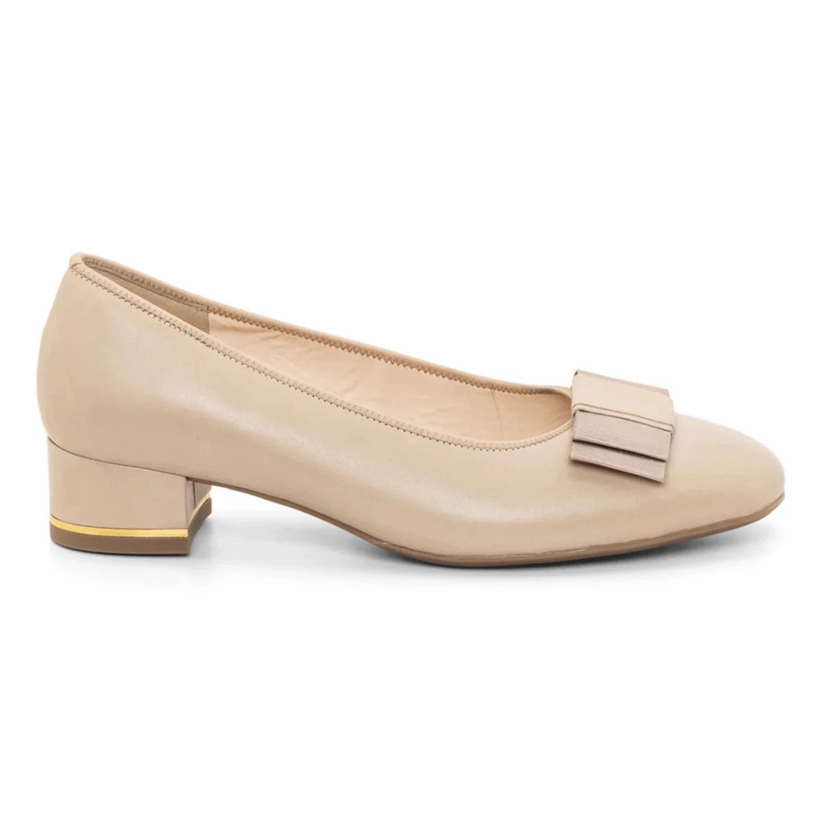 Meta Move Breathable Airflow Channels Garnet Women's Bow Block Heel Pump 35mm - Sand