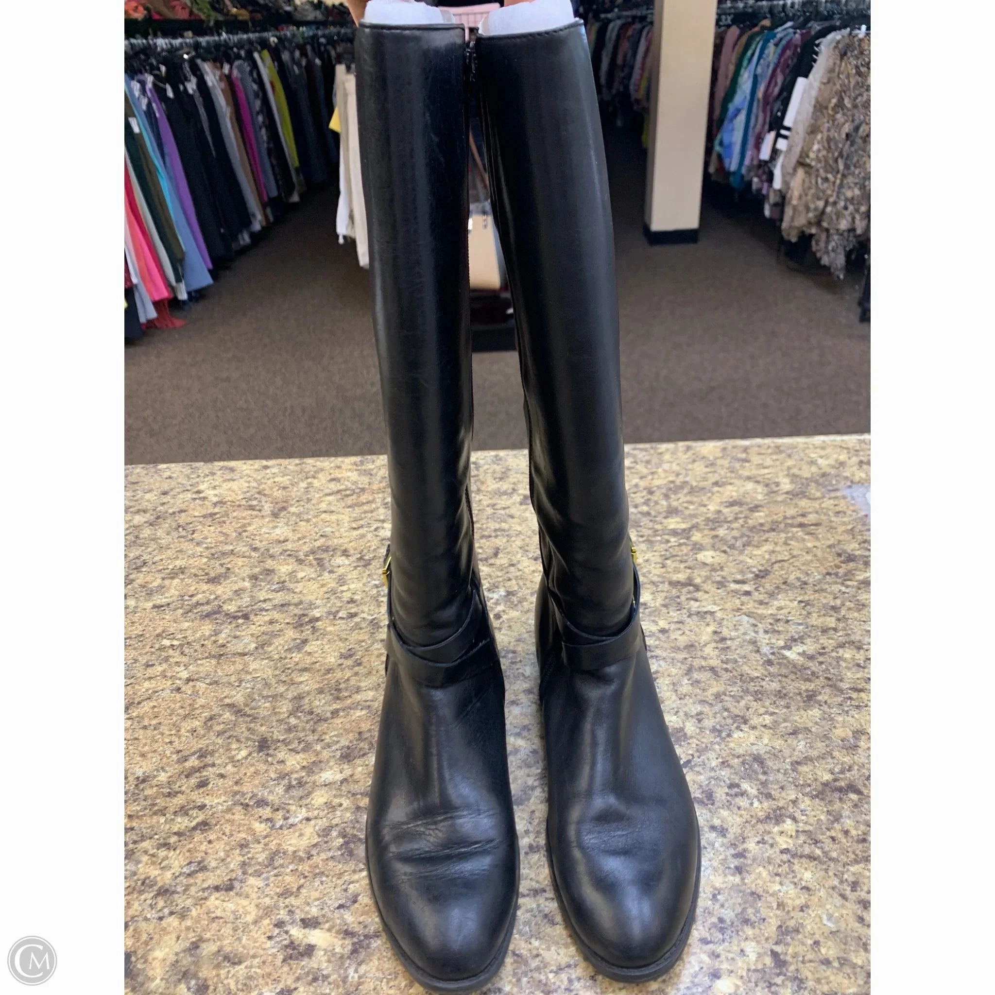 Boots Knee Flats By Ralph Lauren In Black, Size: 9 Bootie Cut