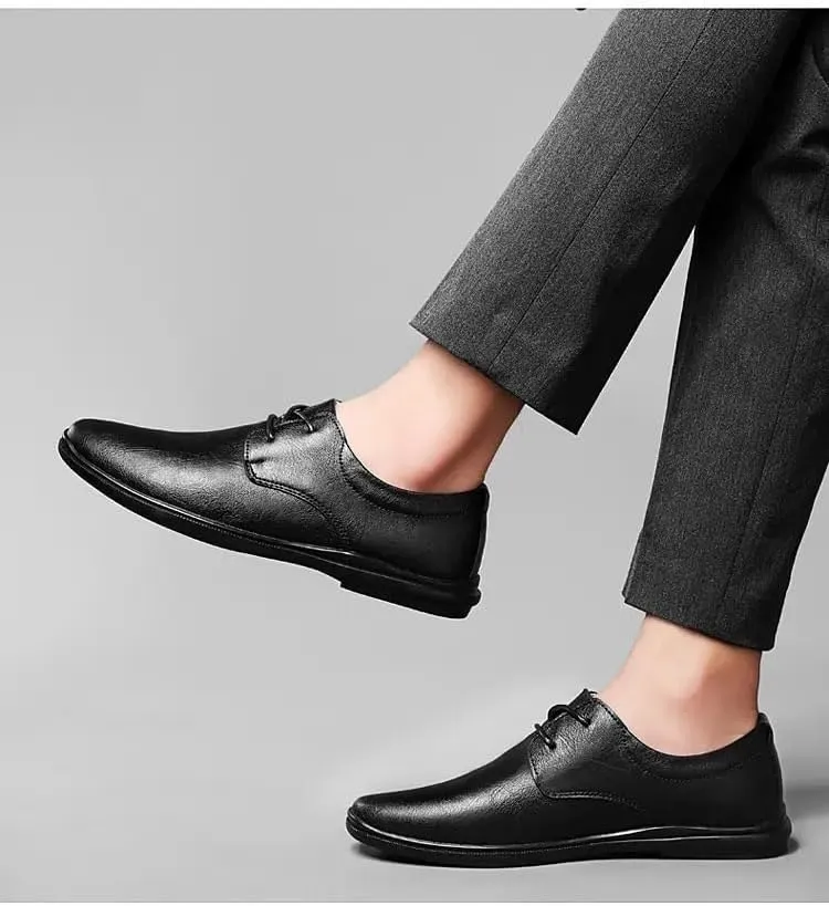 Genuine Leather Shoes, Pointed Toe Business Dress High-end Mens Formal Shoes Breathable Comfortable Shoes