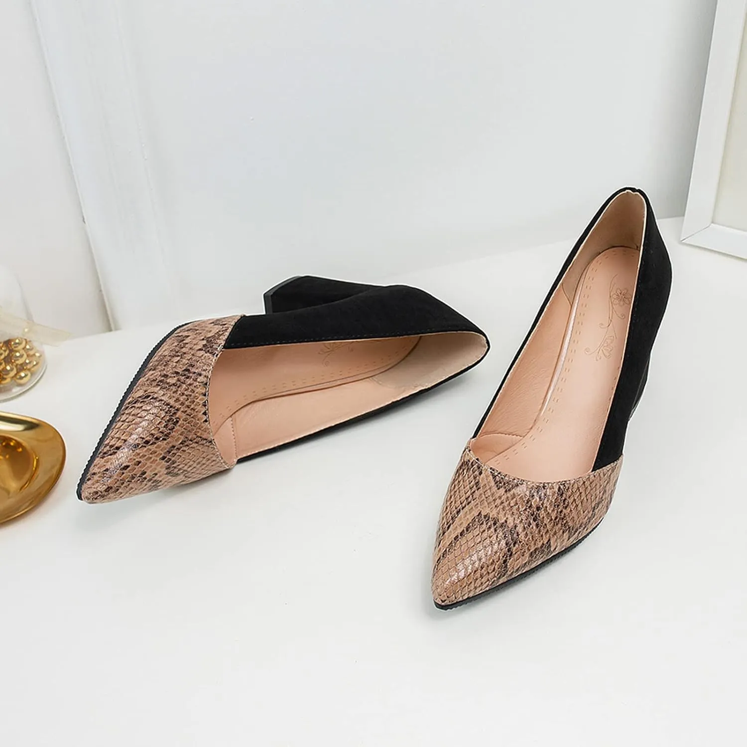 Gicoiz Office Work Formal Shoes Womens Pointed Toe Block Heel Pumps
