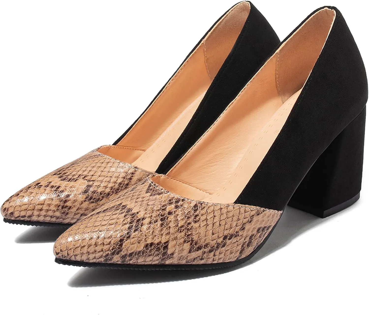 Gicoiz Office Work Formal Shoes Womens Pointed Toe Block Heel Pumps
