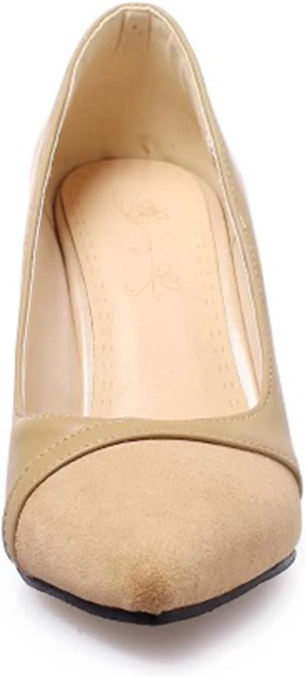 Gicoiz Office Work Formal Shoes Womens Pointed Toe Block Heel Pumps