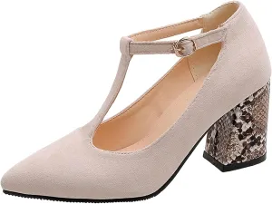 Gicoiz Office Work Formal Shoes Womens Pointed Toe Block Heel Pumps