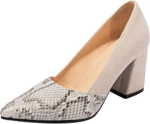 Gicoiz Office Work Formal Shoes Womens Pointed Toe Block Heel Pumps