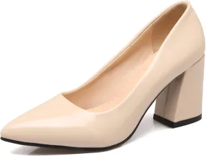 Gicoiz Office Work Formal Shoes Womens Pointed Toe Block Heel Pumps