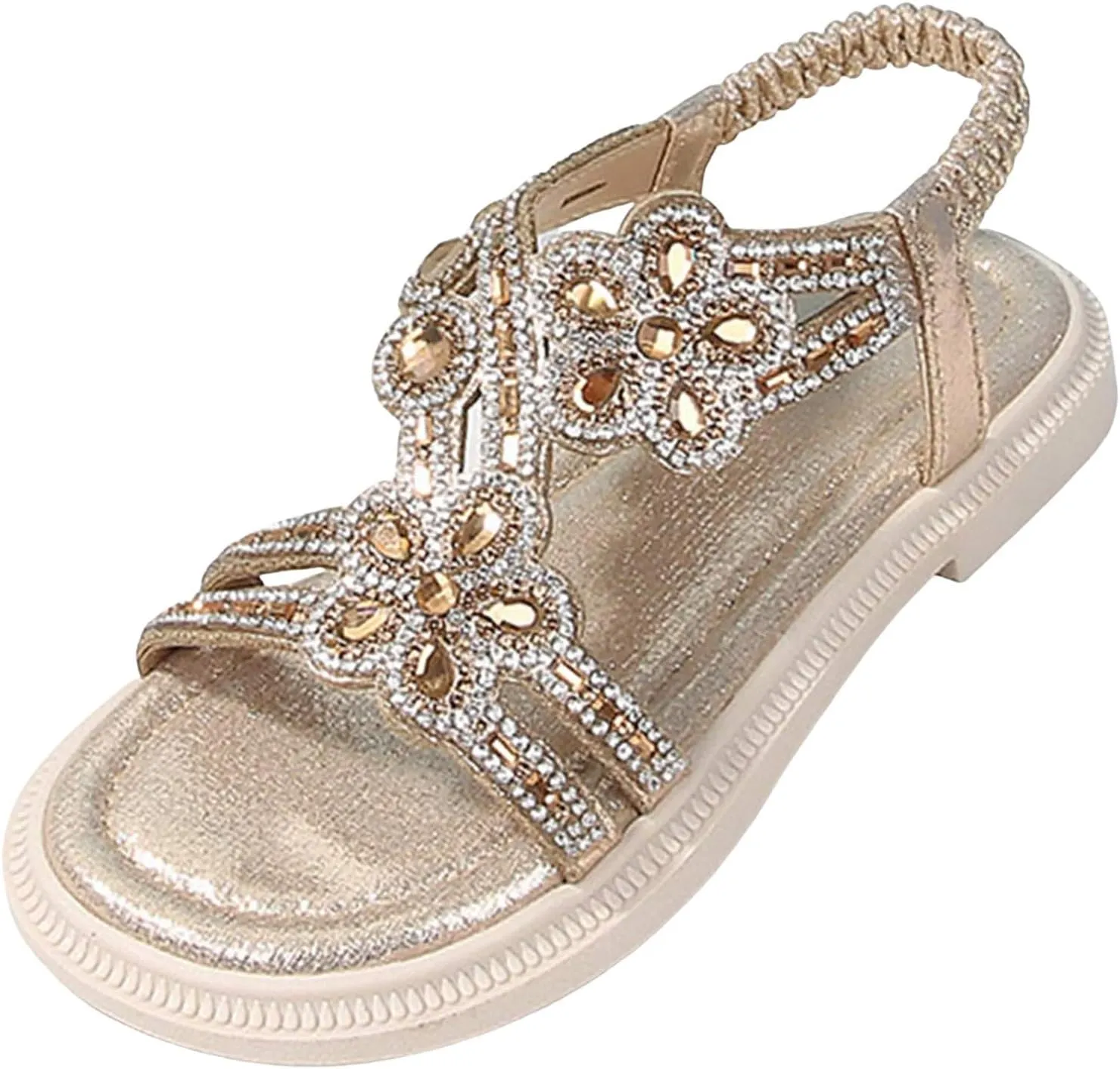 Girls Flower Sandal Girls Glitter Beach Shoes Shoes Flat Summer Glitter Boho Comfortable Sandals With Rhinestones