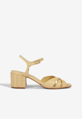 Keefa Mid Block Leather Sandal Stone Glam Free Pace
