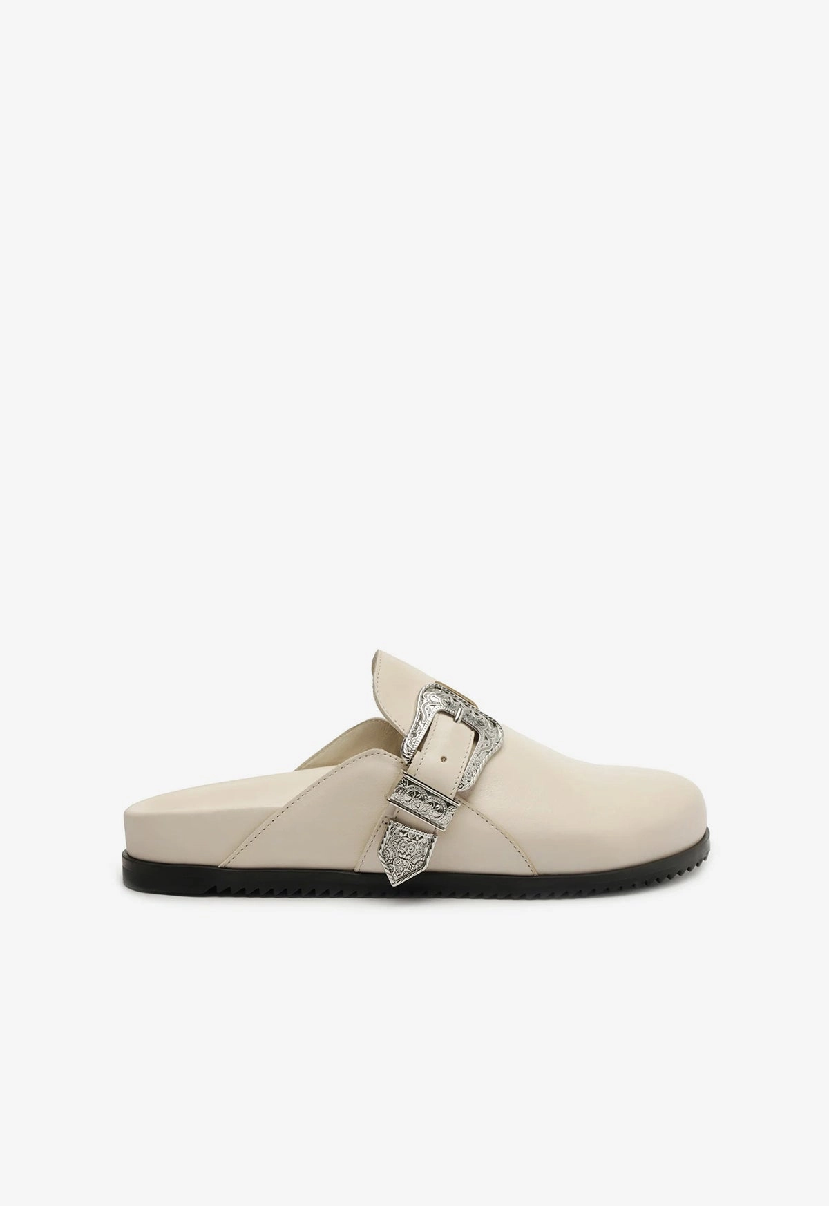 Grace Leather Clog Wind Block Retro Mood