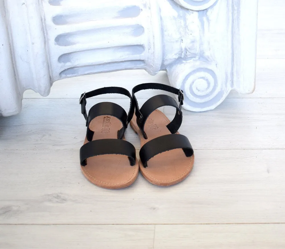 Greek sandals, Slide sandals, Tan natural sandals, Genuine Leather sandals, Flat handmade sandals, Unisex flat sandals ARTEMIS