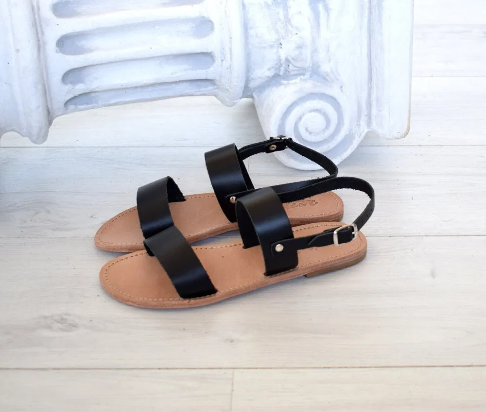 Greek sandals, Slide sandals, Tan natural sandals, Genuine Leather sandals, Flat handmade sandals, Unisex flat sandals ARTEMIS