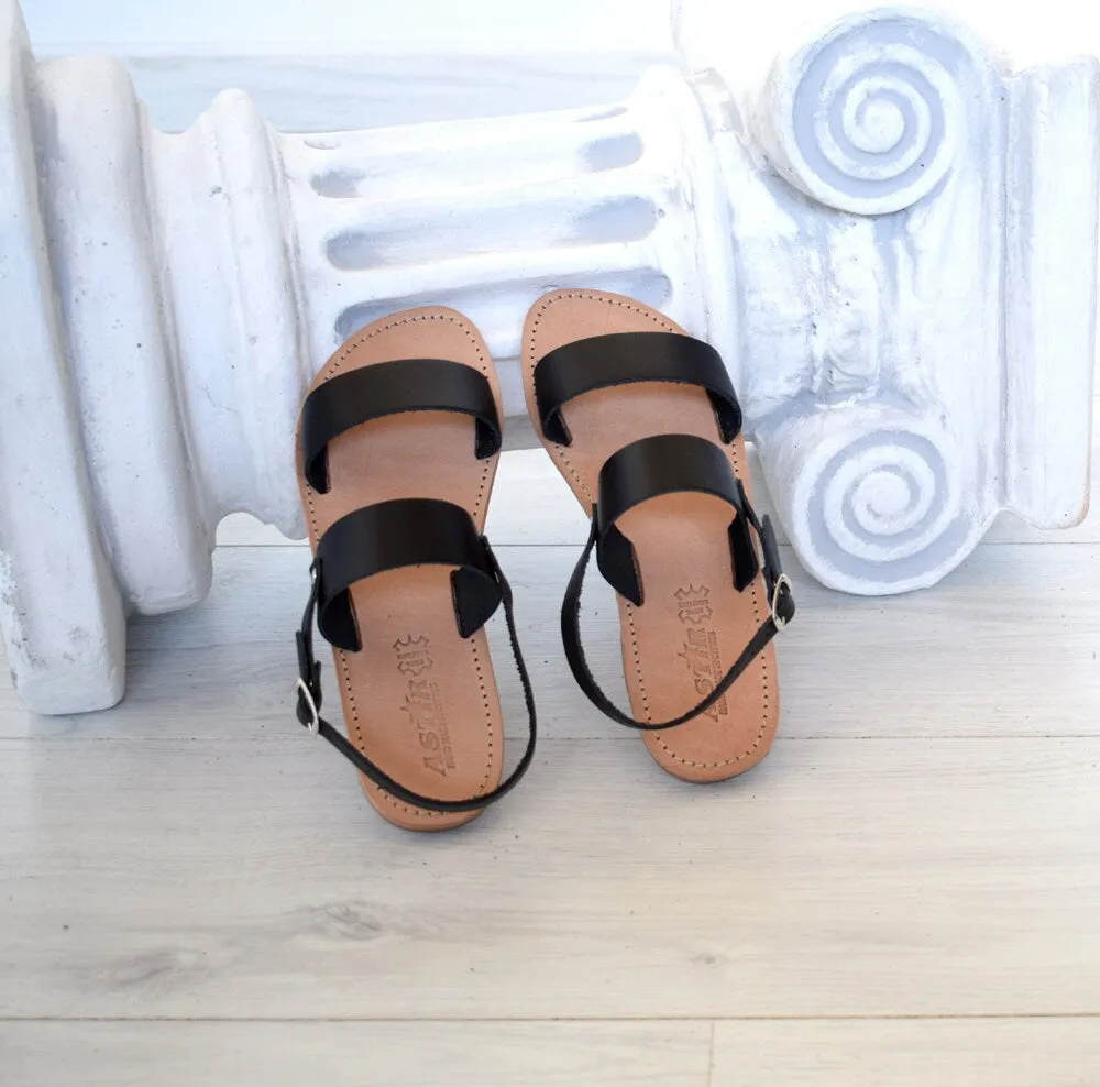 Greek sandals, Slide sandals, Tan natural sandals, Genuine Leather sandals, Flat handmade sandals, Unisex flat sandals ARTEMIS