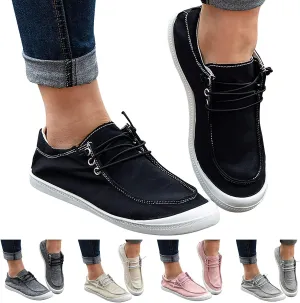 Gumipy Women's Fashion Sneakers, Christmas Print Canvas Shoes Flat Round Toe Non-Slip Flat Shoes Slip On Loafers Shoes