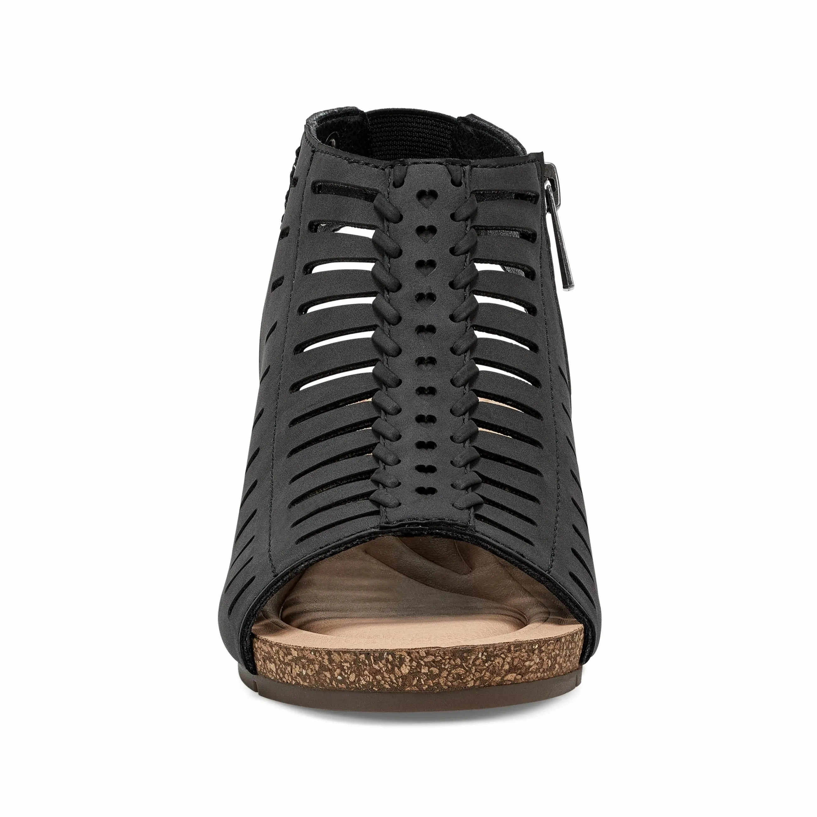 Hana Round Toe Laser Cut Dress Sandals Sleek Casual Flats Anti Fatigue