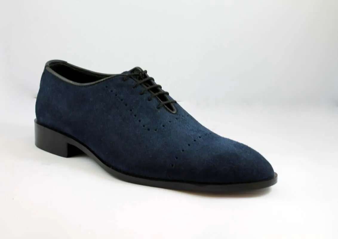 Handmade Men's Blue Suede Shoes, Men Lace Up Dress Formal Fashion Shoes