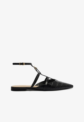 Hayden Ballet Crocodile-Embossed Leather Flat Stable base