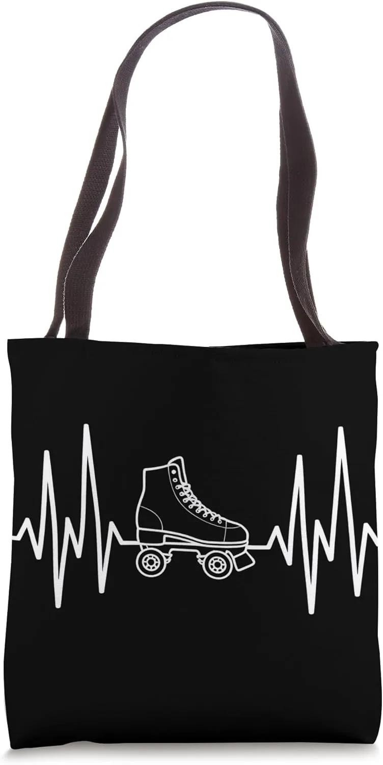 Heartbeat EKG Roller Skate Shoes Roller Skating Tote Bag
