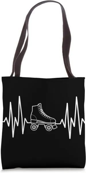 Heartbeat EKG Roller Skate Shoes Roller Skating Tote Bag