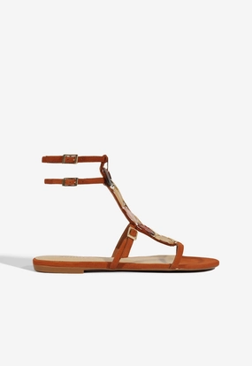 Cassandra Brown Suede Flat Sandal Top Rated