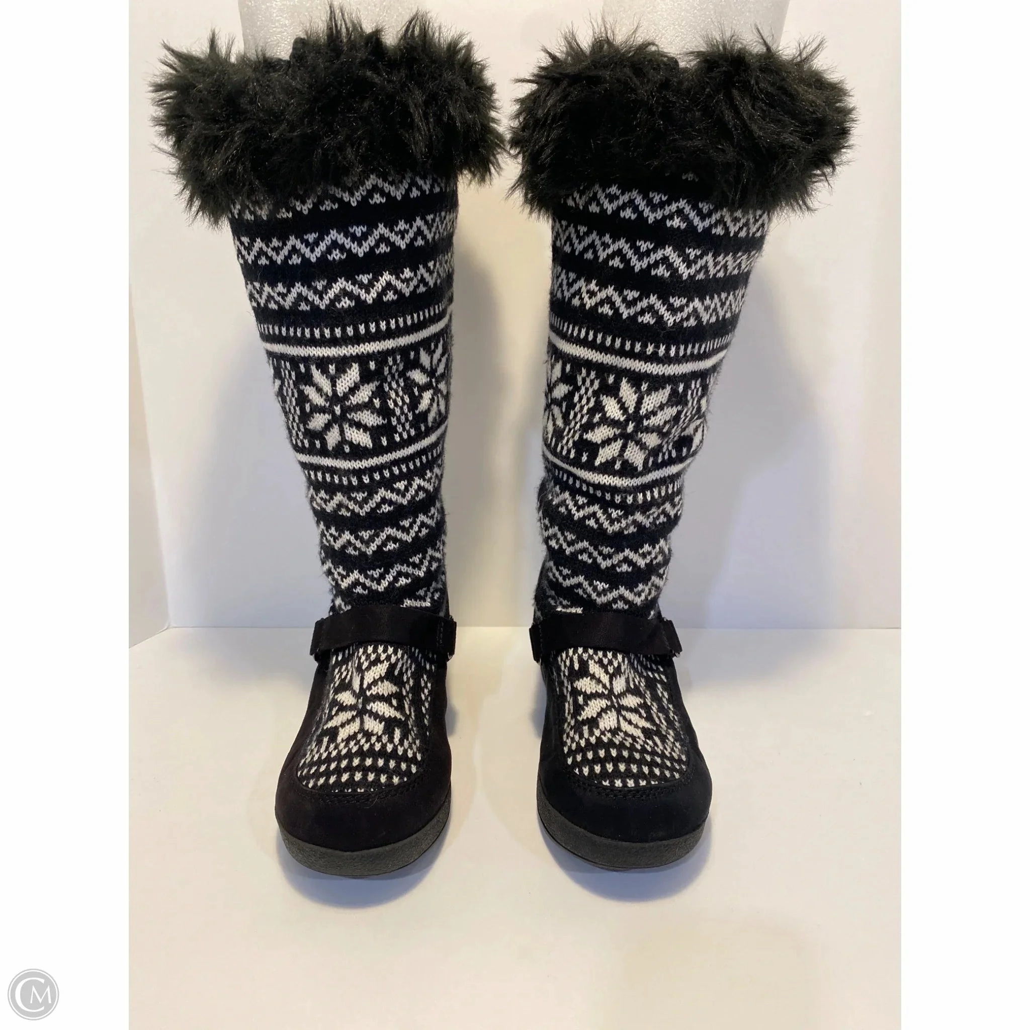 Boots Knee Heels By Clothes Mentor In Black & White, Size: 9 Protective Cushioning Wrinkle Resistant