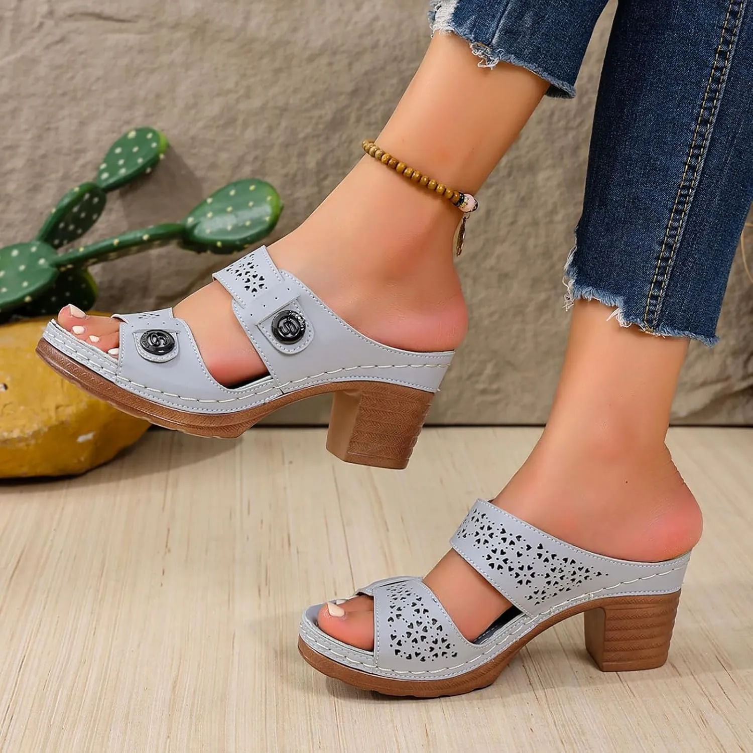 Heels Strappy Party Shoes Large Size Flat Casual Slippers New Hollow Out Toe Showing Wedge Sole Fish Mouth Slippers