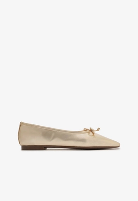 Sweat Resistant Standing Workers Arissa Gold Leather Ballet Flat