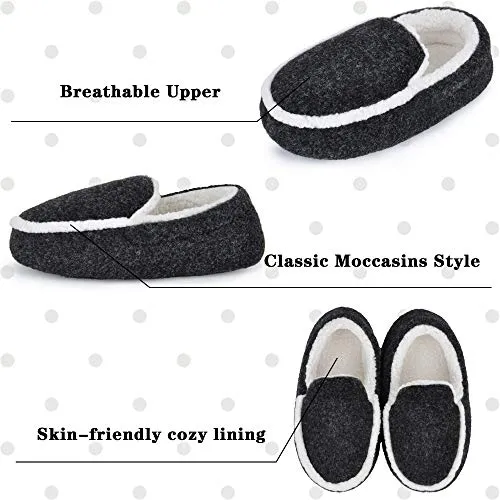 HOMEHOT Boys Slippers Cute Kids House Shoes Memory Foam Bedroom Slippers Anti Slip Rubber Sole Indoor Outdoor Shoes Black Big Kid 2-3