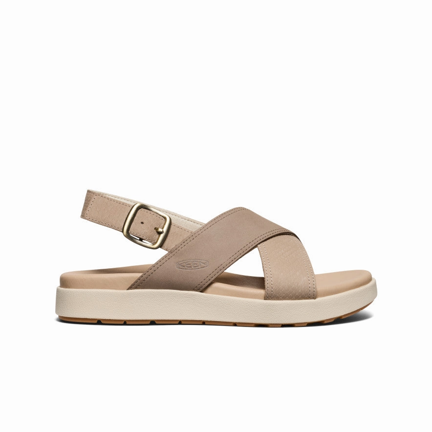 Odor Resistant Linings Step Easy Women's Elle Luxe Cross Strap Sandal  |  Plaza Taupe/Brindle