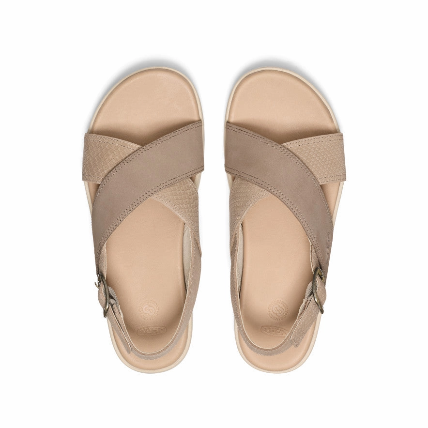 Women's Elle Luxe Cross Strap Sandal  |  Plaza Taupe/Brindle Vegan Synthetic Leather Sandal Upgrades