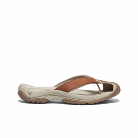 Fashion Travel Shoes Contoured Heel Women's Waimea Leather Flip-Flop  |  Sorrel Horse/Plaza Taupe