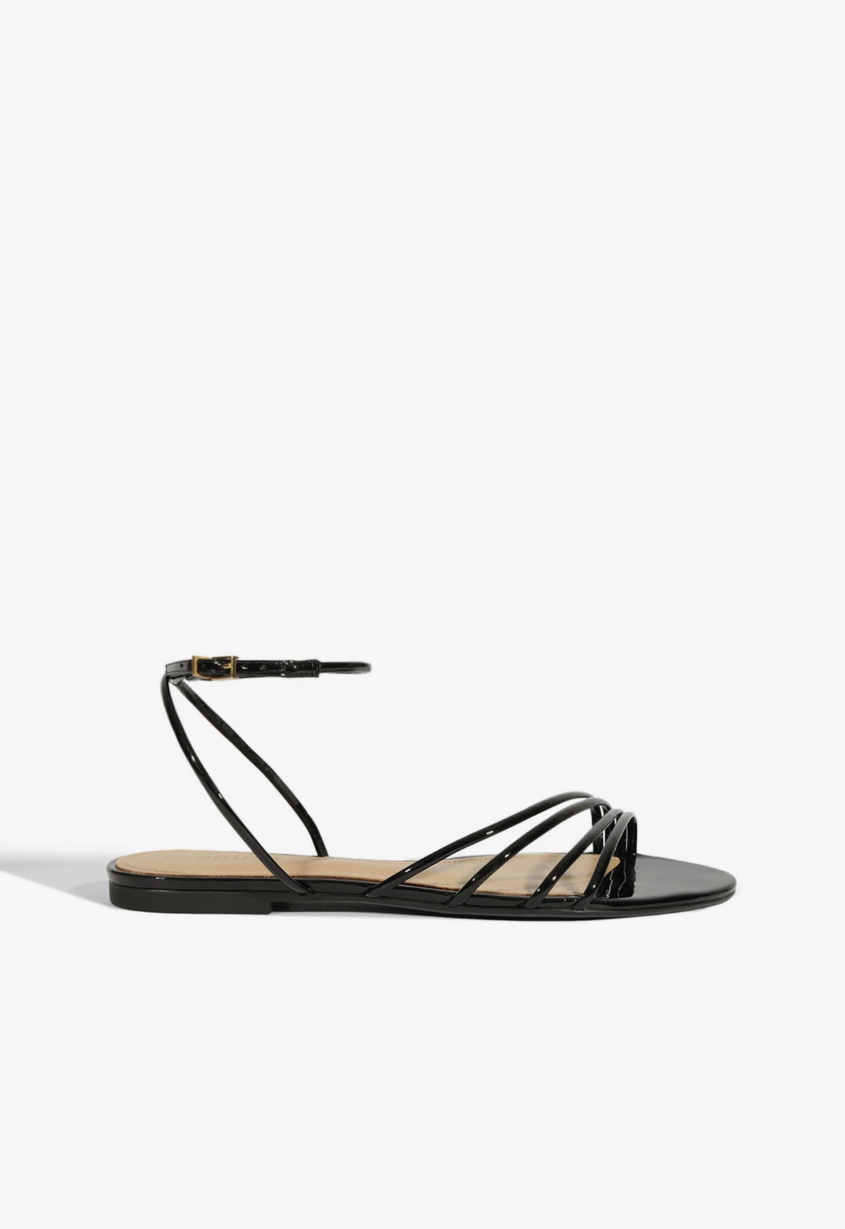 Casual Move Inez Black Leather Flat Sandal