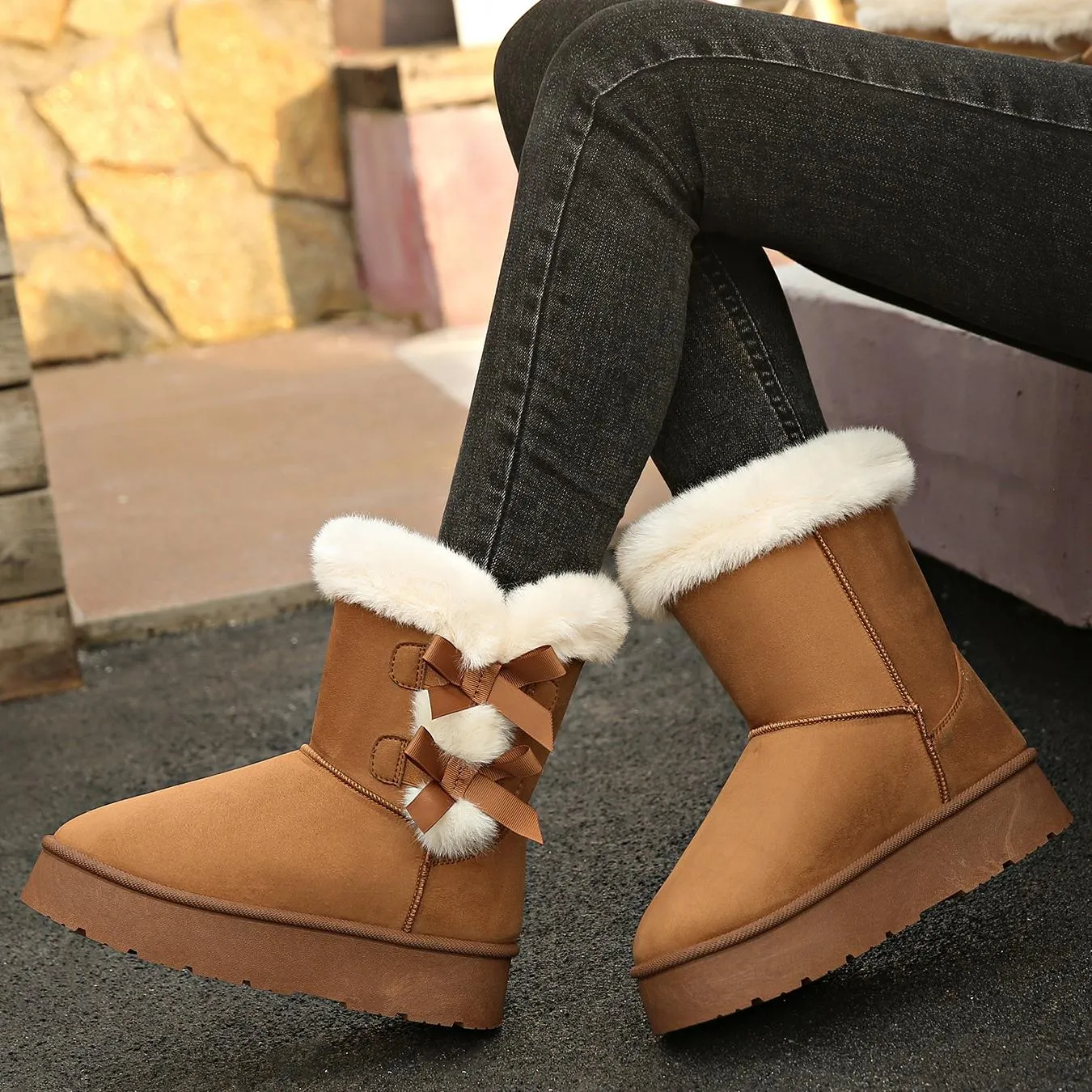 Kalmia Bowknot Platform Snow Boots