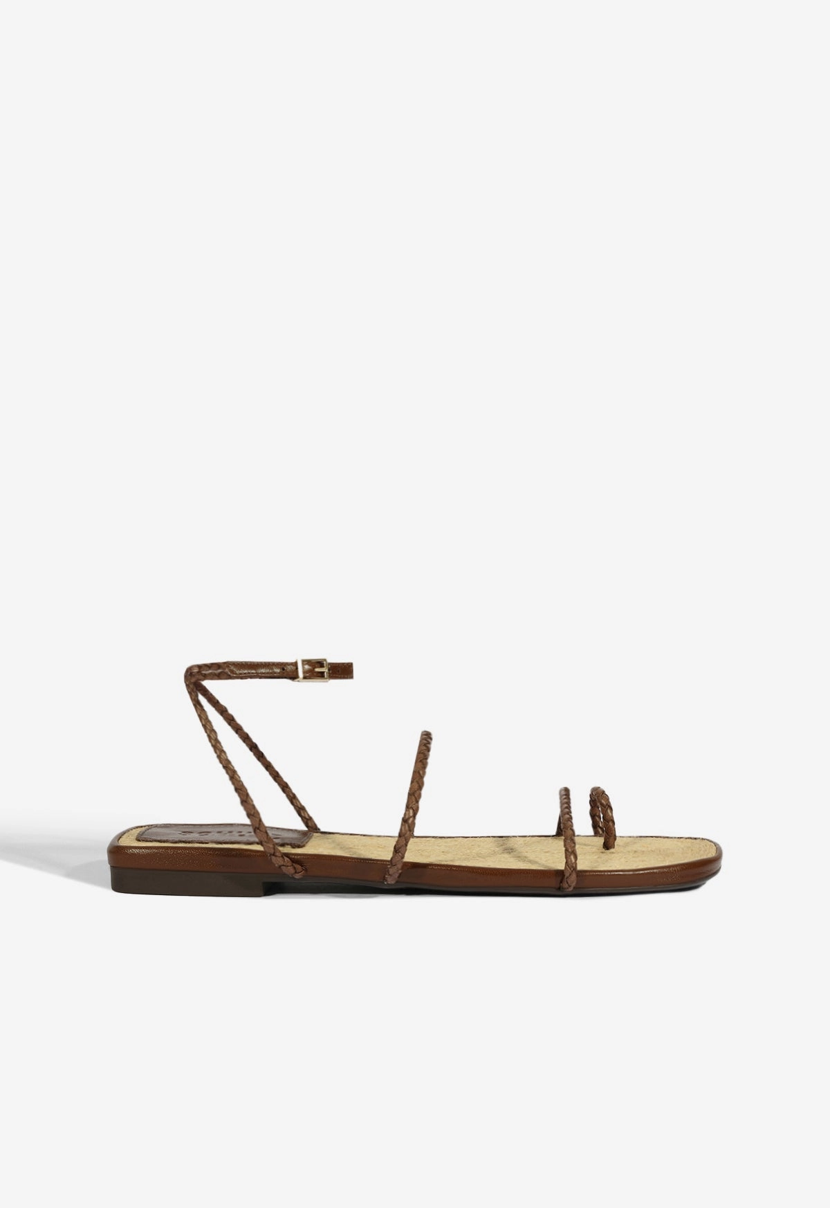 Shine Tone Sustainable Leather Kaya Brown Leather Flat Sandal