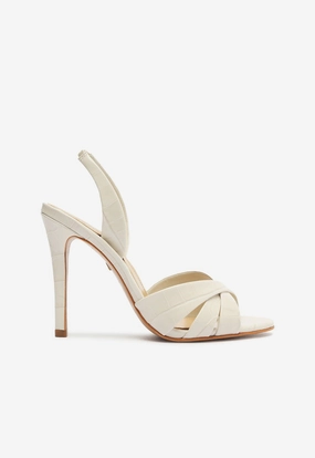 Keefa Crocodile-Embossed Leather Sandal Clear Glow Dual Density Foam Layers
