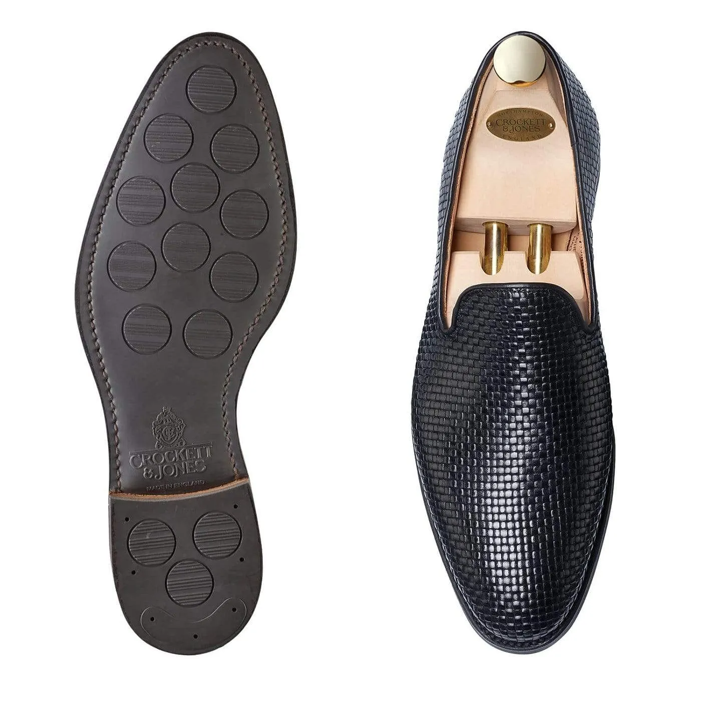 Shiny Tone Wind Block Kensington Black Woven Calf