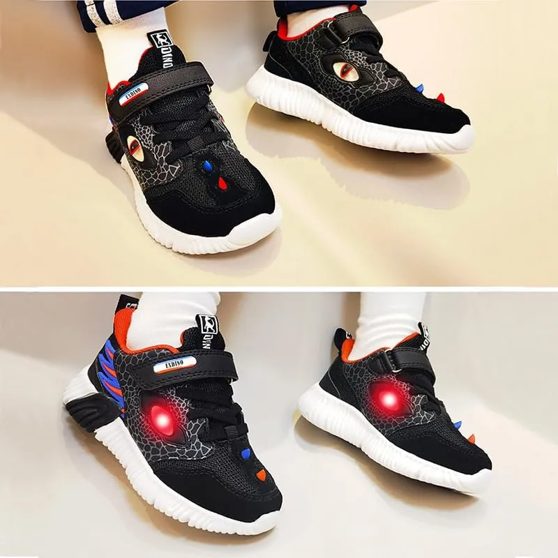 Kids Light up Dinosaur Shoes Boys Lightweight Sneakers Childrens Outdoor Casual Sports Shoes