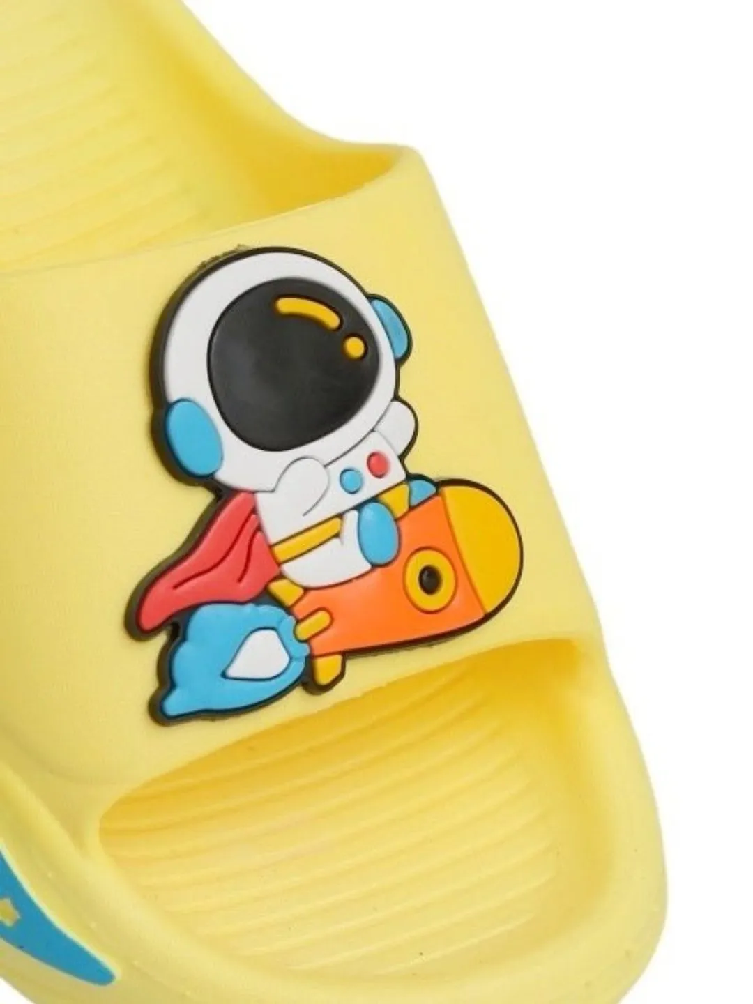 Kids' Space Explorer Sliders with Cheerful Astronaut Motif, Yellow