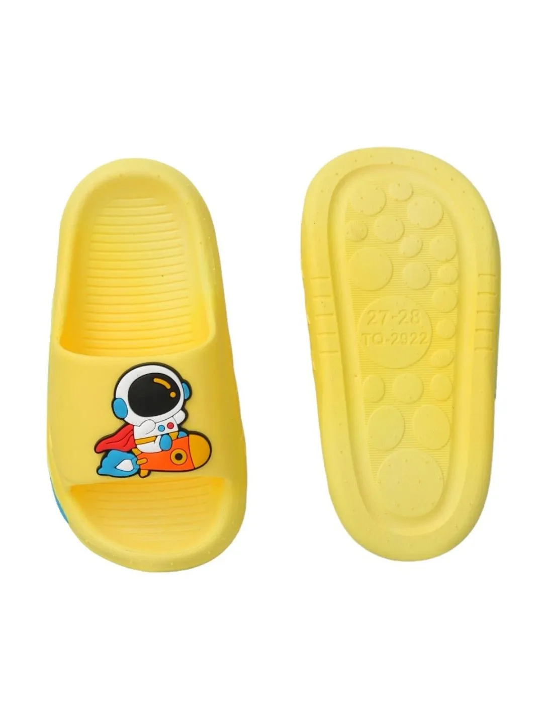 Kids' Space Explorer Sliders with Cheerful Astronaut Motif, Yellow