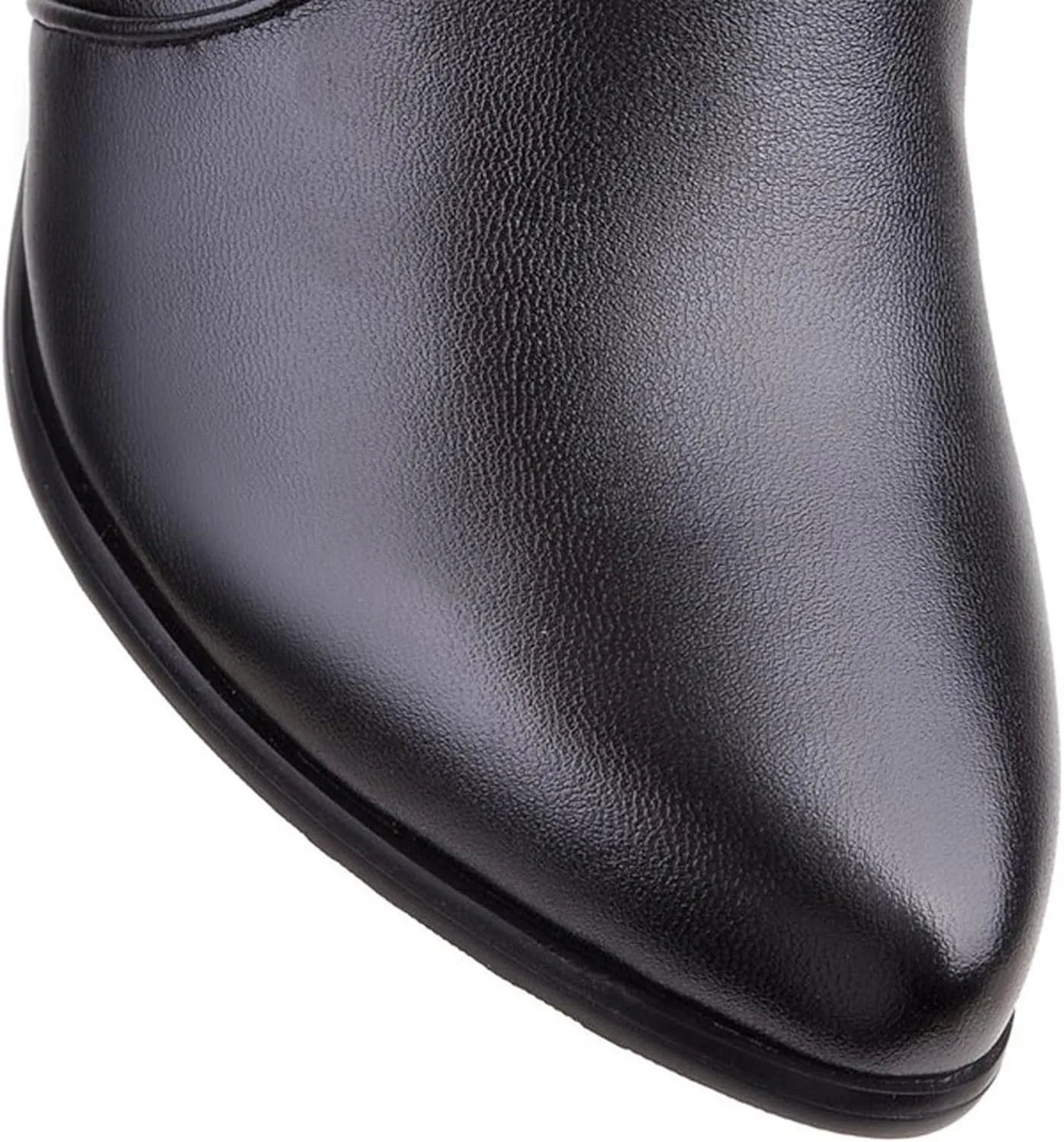 Knee High Boots Women Women's Fashionable Long Tube Shiny Pointed Toe Thick Heel Zipper Fashion Solid Color Boots