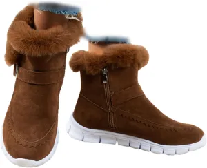 Ladmiple Booties For Women 2024 Snow Boots Winter Warm Fur Lined Anti-Slip Ankle Booties Outdoor Slip On Warm Loafers Shoes