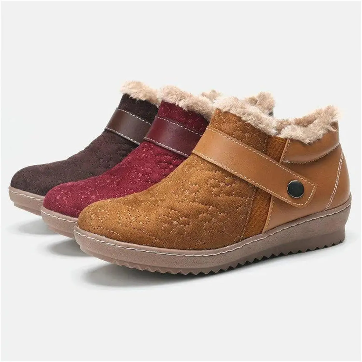 Ladmiple Snow Boots For Women 2023 Trendy Casual Slip-on Warm Loafers Faux Fur-Lined Comfortable Winter Snow Ankle Booties