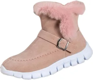 Ladmiple Snow Boots For Women Cute Wide Calf Warm Ankle Booties Comfortable Slip On Outdoor Fur Lined Walking Winter Shoes
