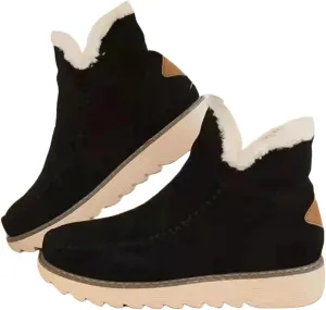 Ladmiple Snow Boots For Women Slip On Winter Boots Warm Comfortable Outdoor Fur Lined Ankle Booties Thickening Walking Shoes