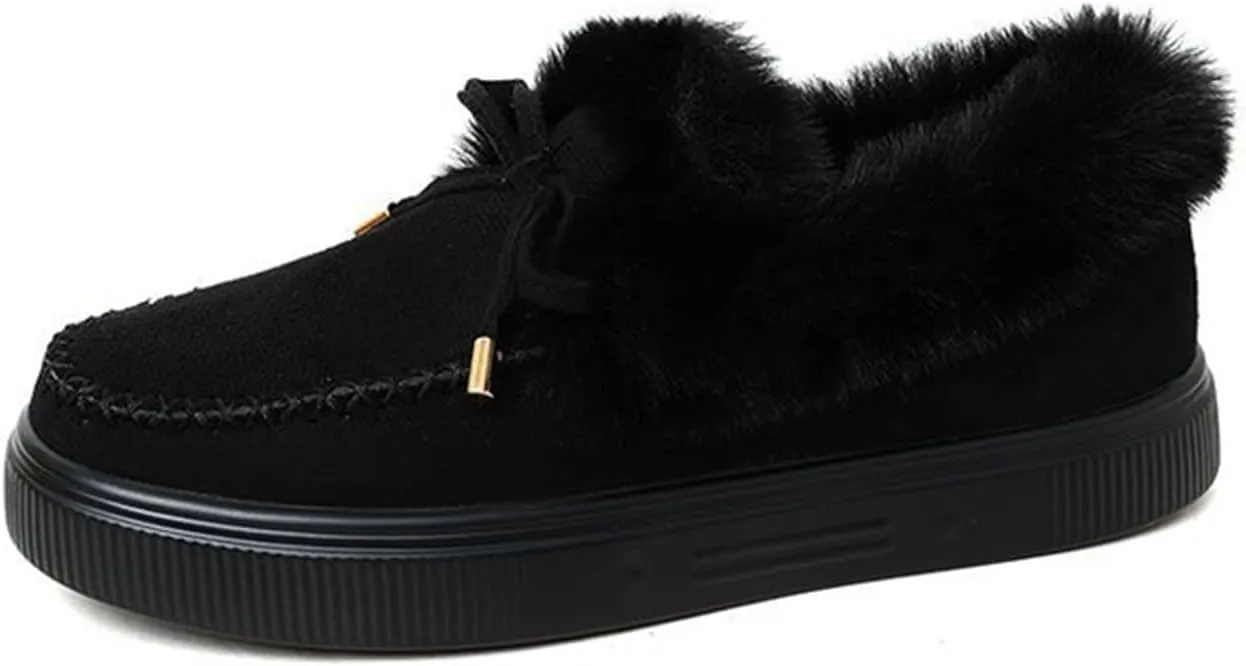 Ladmiple Snow Boots For Women Slip On Winter Shoes with Fur Lined Warm Slip On Ankle Booties Comfort Outdoor Walking Shoes