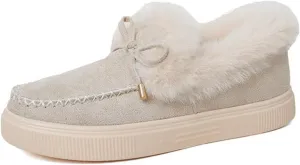 Ladmiple Snow Boots For Women Slip On Winter Shoes with Fur Lined Warm Slip On Ankle Booties Comfort Outdoor Walking Shoes