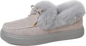Ladmiple Snow Boots For Women Wide Calf Winter Shoes with Fur Lined Warm Slip On Comfortable Outdoor Walking Ankle Booties