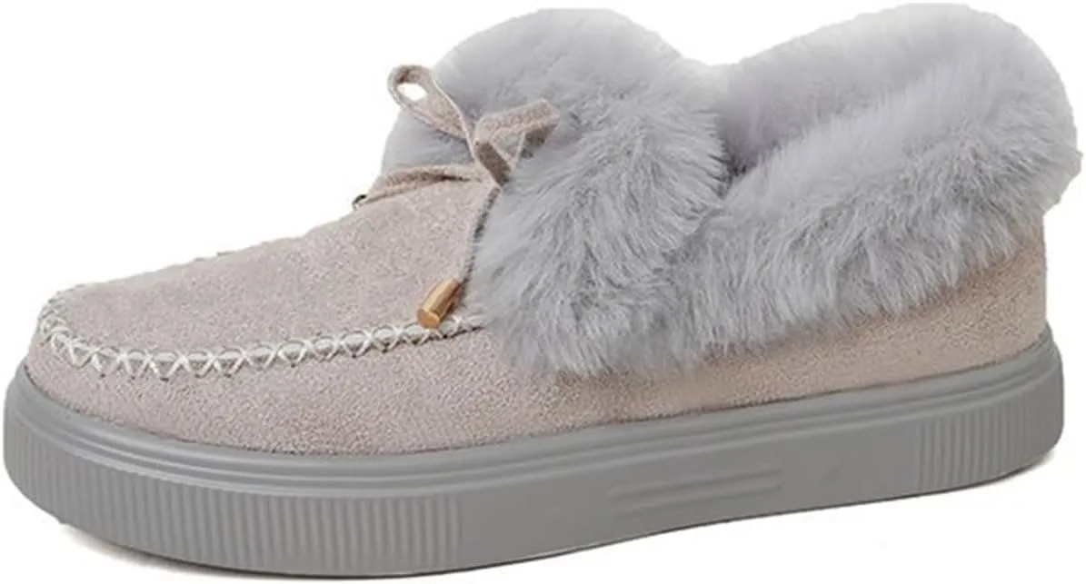 Ladmiple Snow Boots For Women Wide Calf Winter Shoes with Fur Lined Warm Slip On Comfortable Outdoor Walking Ankle Booties