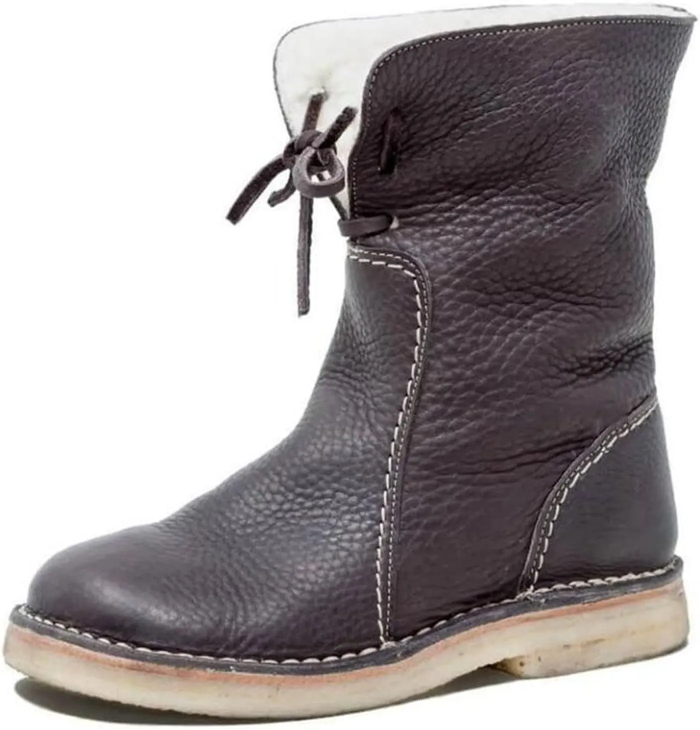 Ladmiple Snow Boots For Women Wide Width Warm Fur Lined Winter Ankle Booties Outdoor Fashion Comfort Lace Up Combat Shoes