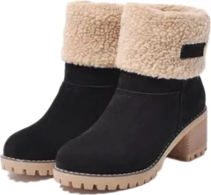 Ladmiple Winter Boots For Women 2023 Snow Ankle Booties Slip on Warm Comfortable Outdoor Fur Lined Thickening Walking Shoes