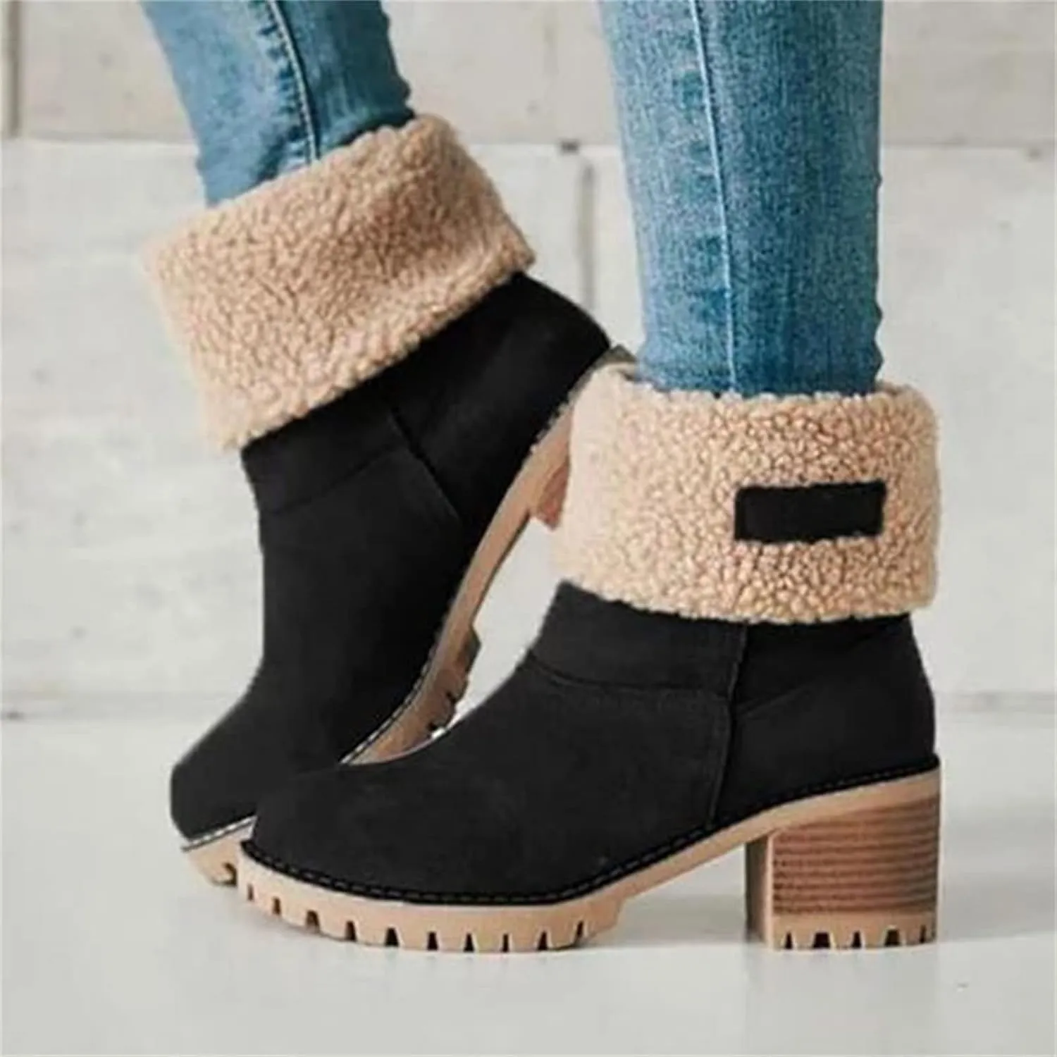 Ladmiple Winter Boots For Women 2023 Snow Ankle Booties Slip on Warm Comfortable Outdoor Fur Lined Thickening Walking Shoes