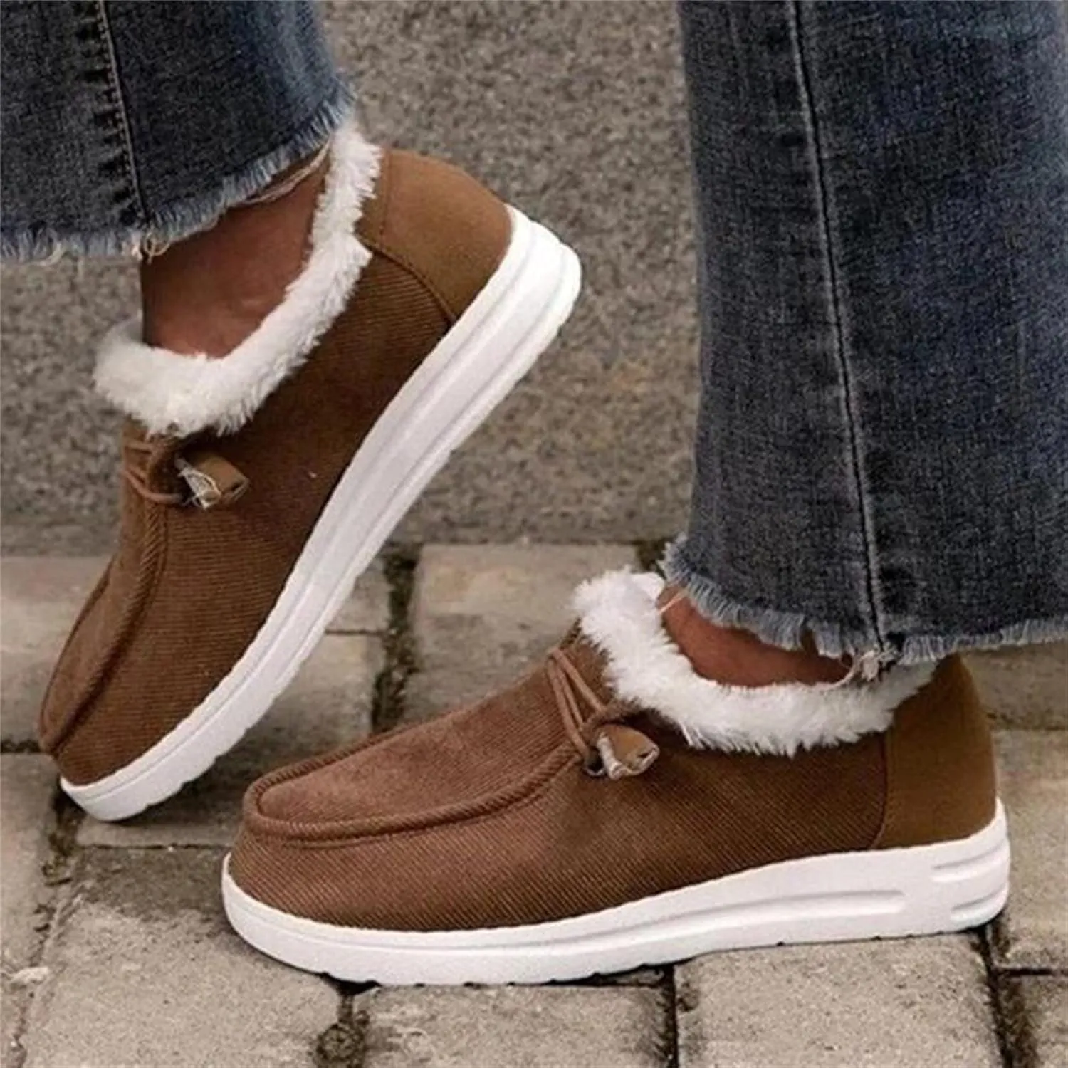 Ladmiple Winter Boots For Women Cute High-top Snow Boots Slip on Warm Comfortable Walking Outdoor Fur Lined Ankle Booties